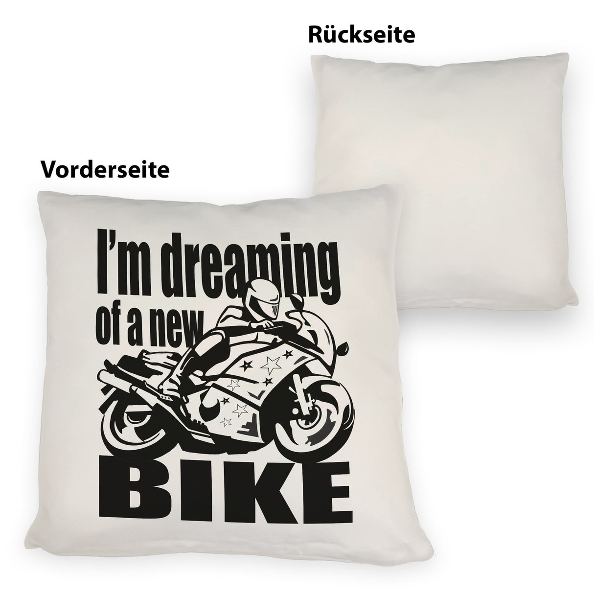 Biker Traum Kissen mit Motorrad und Spruch