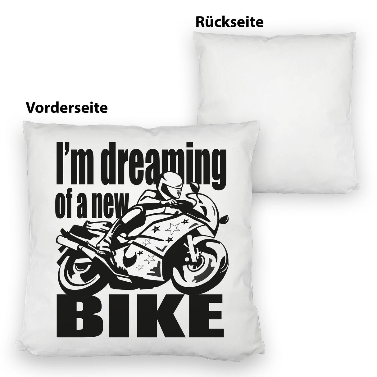 Biker Traum Kissen mit Motorrad und Spruch
