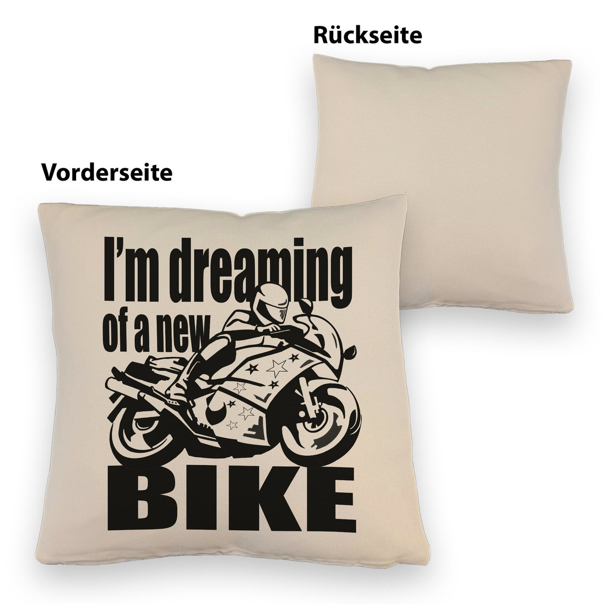 Biker Traum Kissen mit Motorrad und Spruch