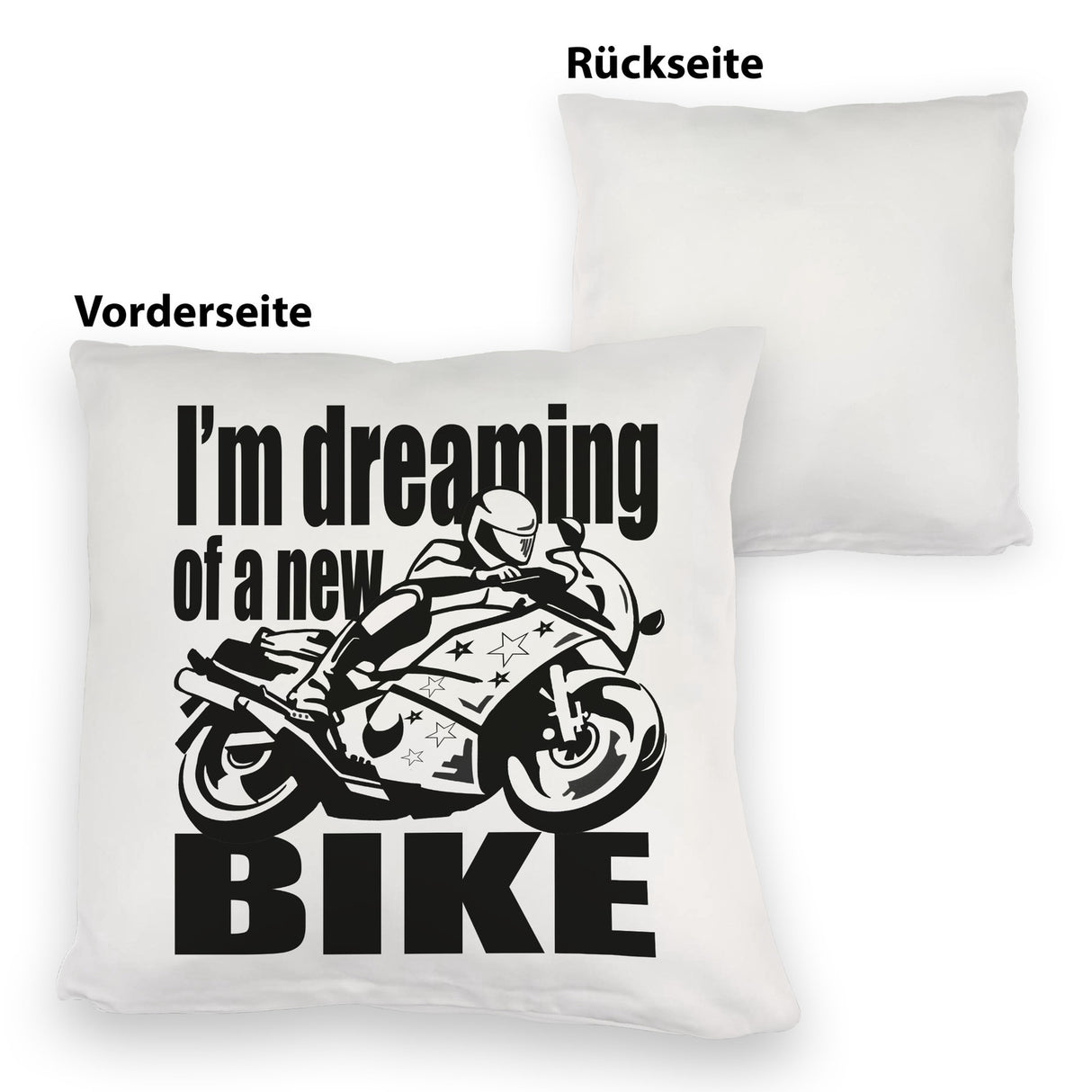 Biker Traum Kissen mit Motorrad und Spruch