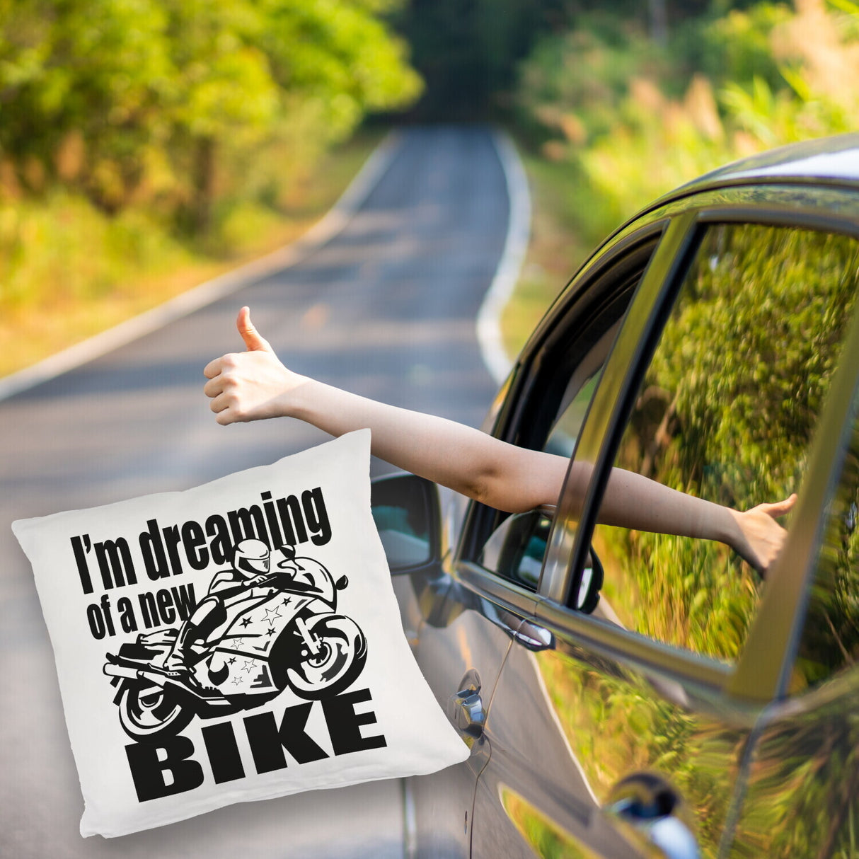 Biker Traum Kissen mit Motorrad und Spruch