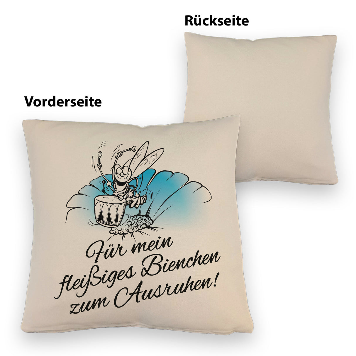 Kissen mit Bienen Motiv mit Spruch mein fleißiges Bienchen