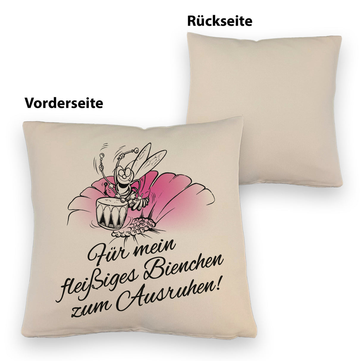 Kissen mit Bienen Motiv mit Spruch mein fleißiges Bienchen