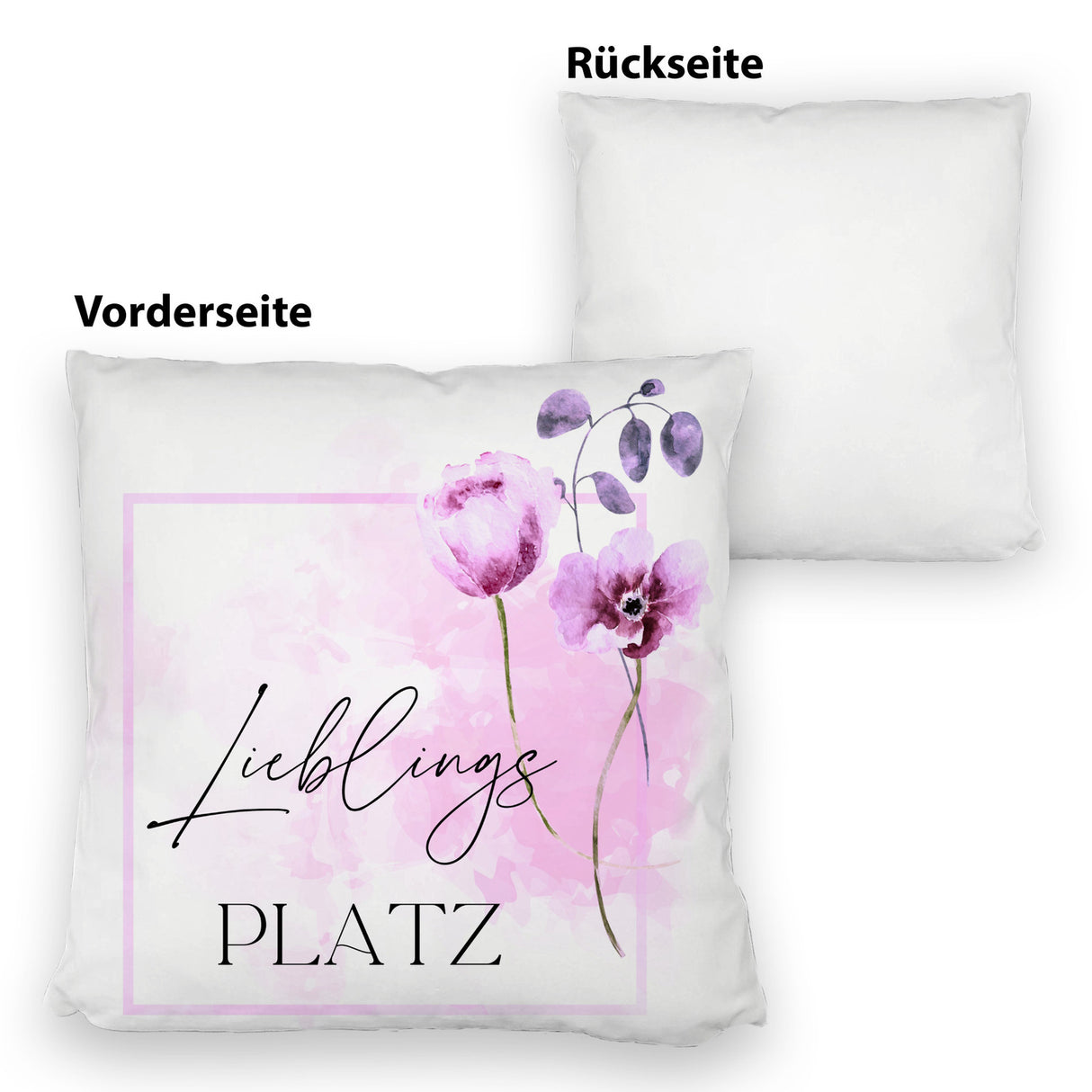 Lieblingsplatz Kissen mit Tulpen Motiv für Freunde zum Geburtstag