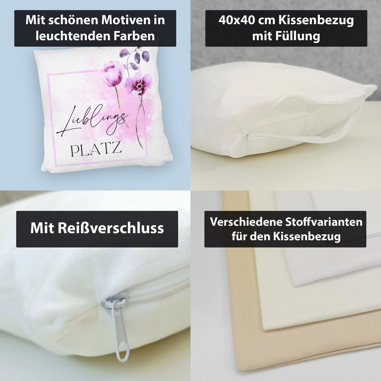 Lieblingsplatz Kissen mit Tulpen Motiv für Freunde zum Geburtstag