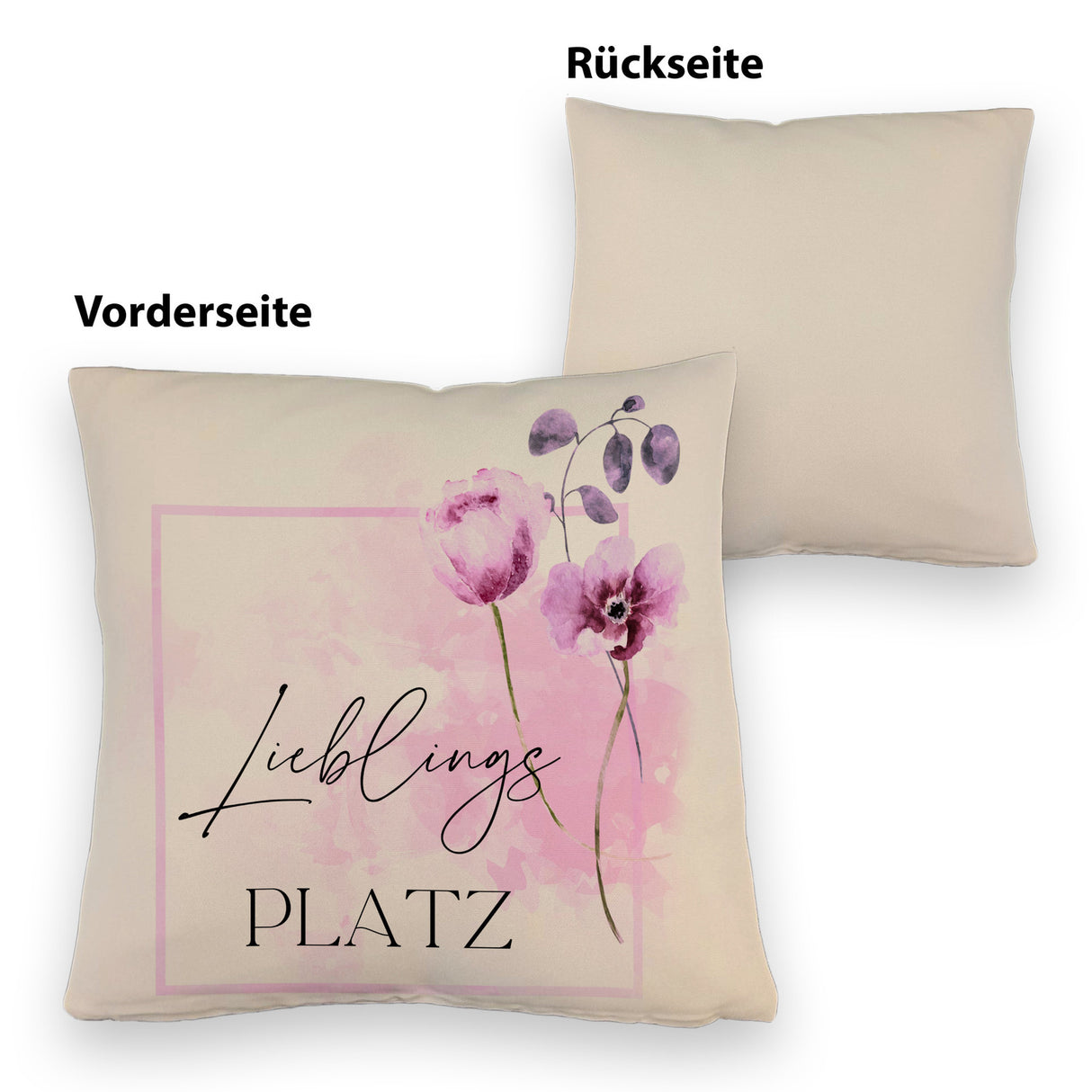 Lieblingsplatz Kissen mit Tulpen Motiv für Freunde zum Geburtstag