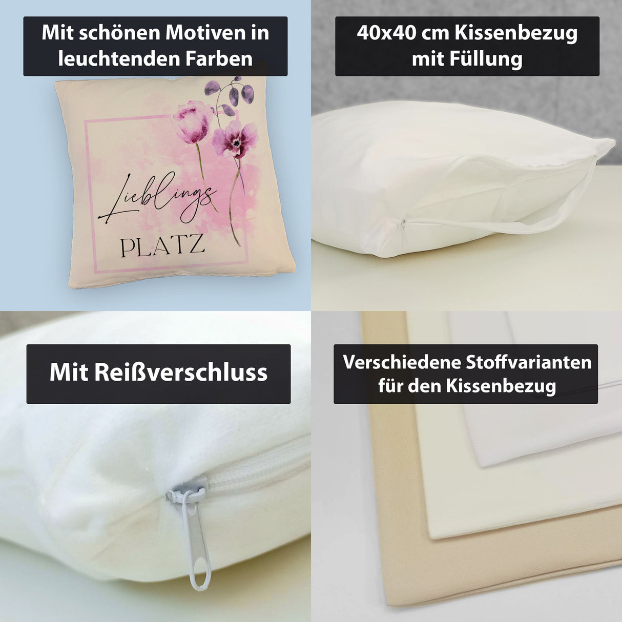 Lieblingsplatz Kissen mit Tulpen Motiv für Freunde zum Geburtstag