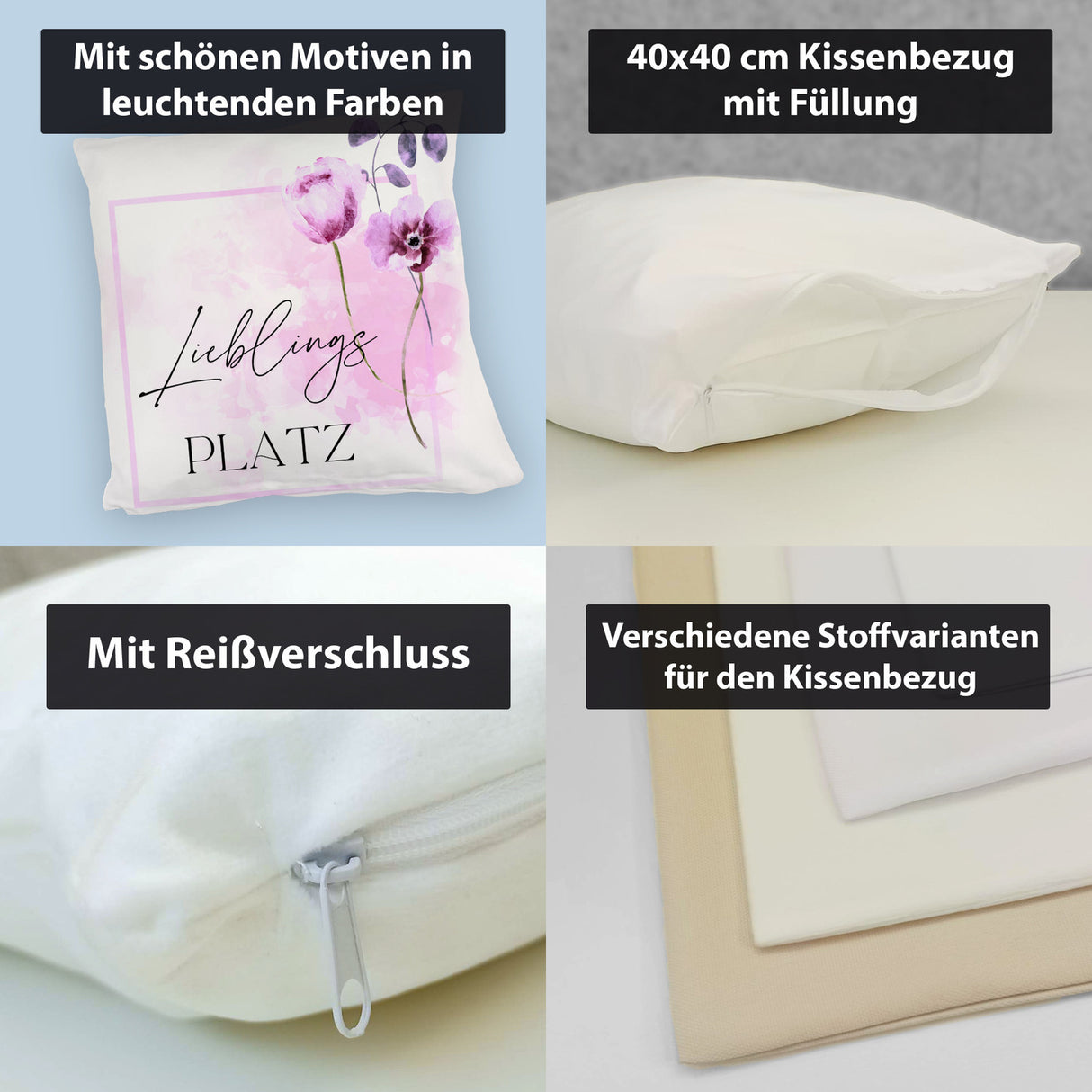 Lieblingsplatz Kissen mit Tulpen Motiv für Freunde zum Geburtstag