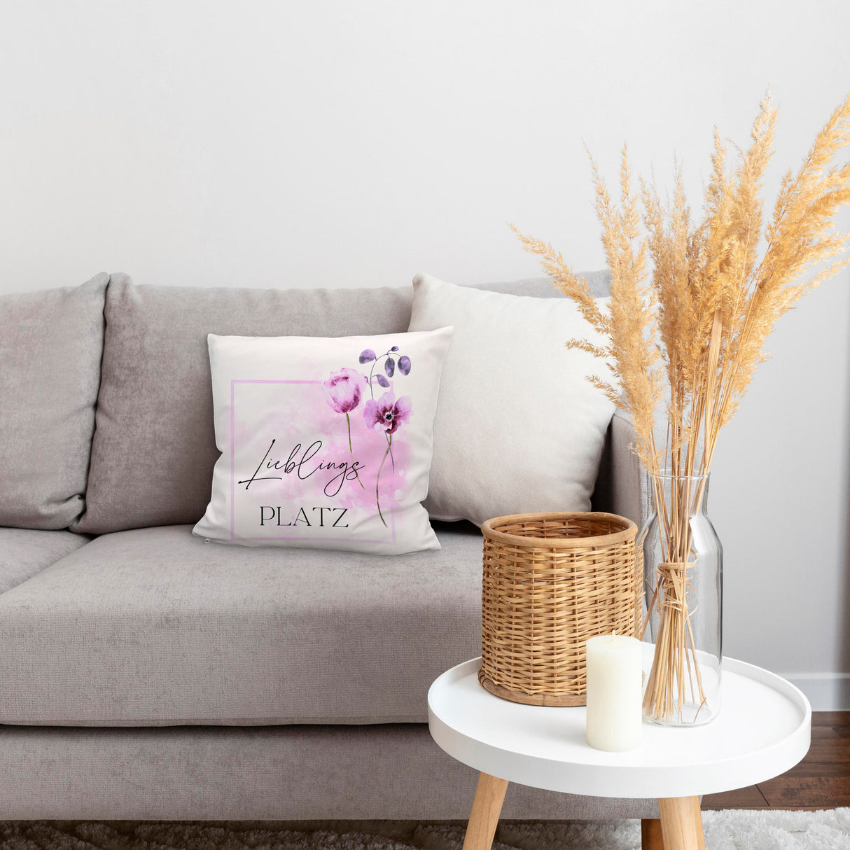 Lieblingsplatz Kissen mit Tulpen Motiv für Freunde zum Geburtstag