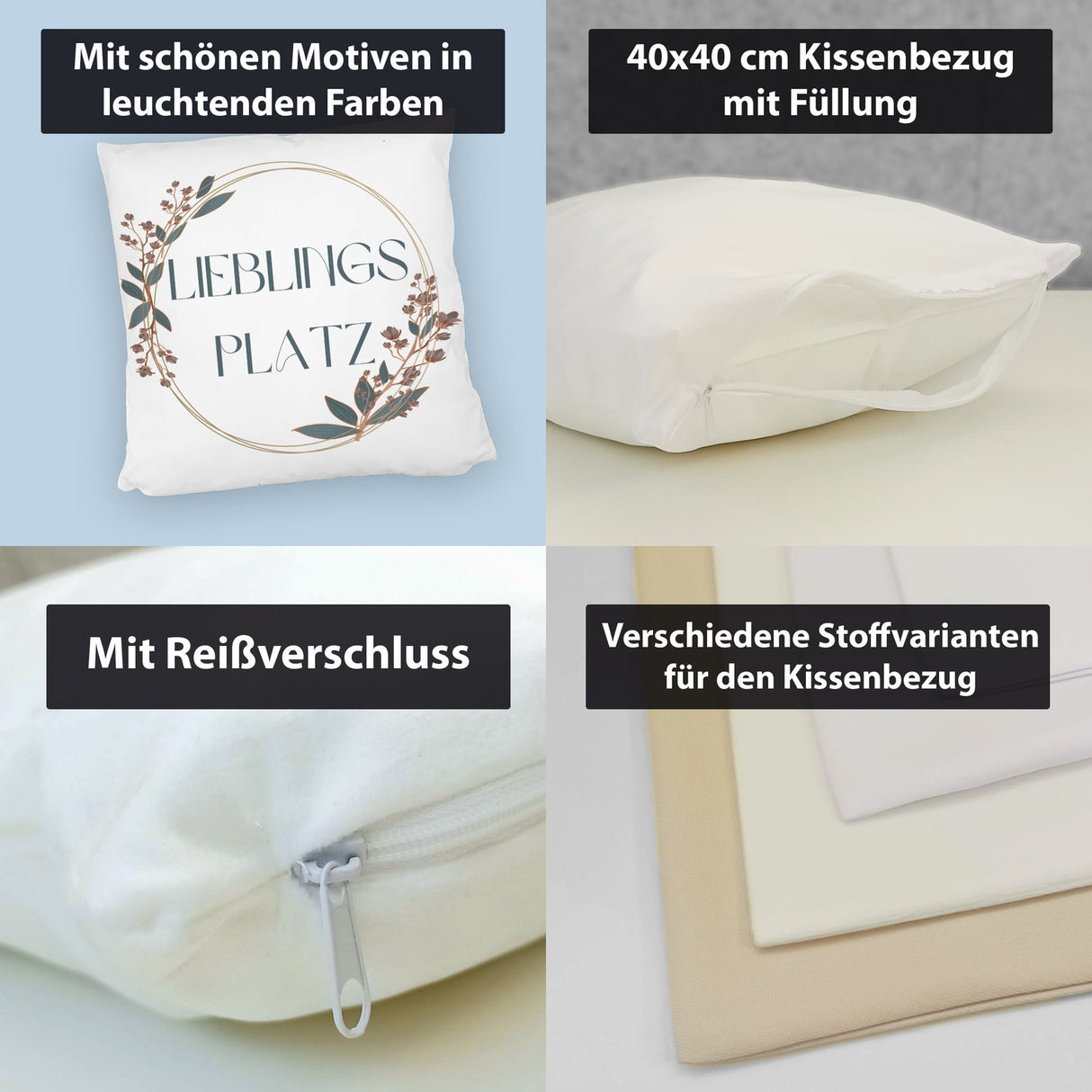 Lieblingsplatz Kissen mit Blumen Motiv für Freunde zum Geburtstag