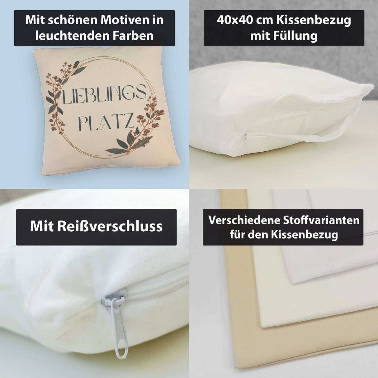 Lieblingsplatz Kissen mit Blumen Motiv für Freunde zum Geburtstag