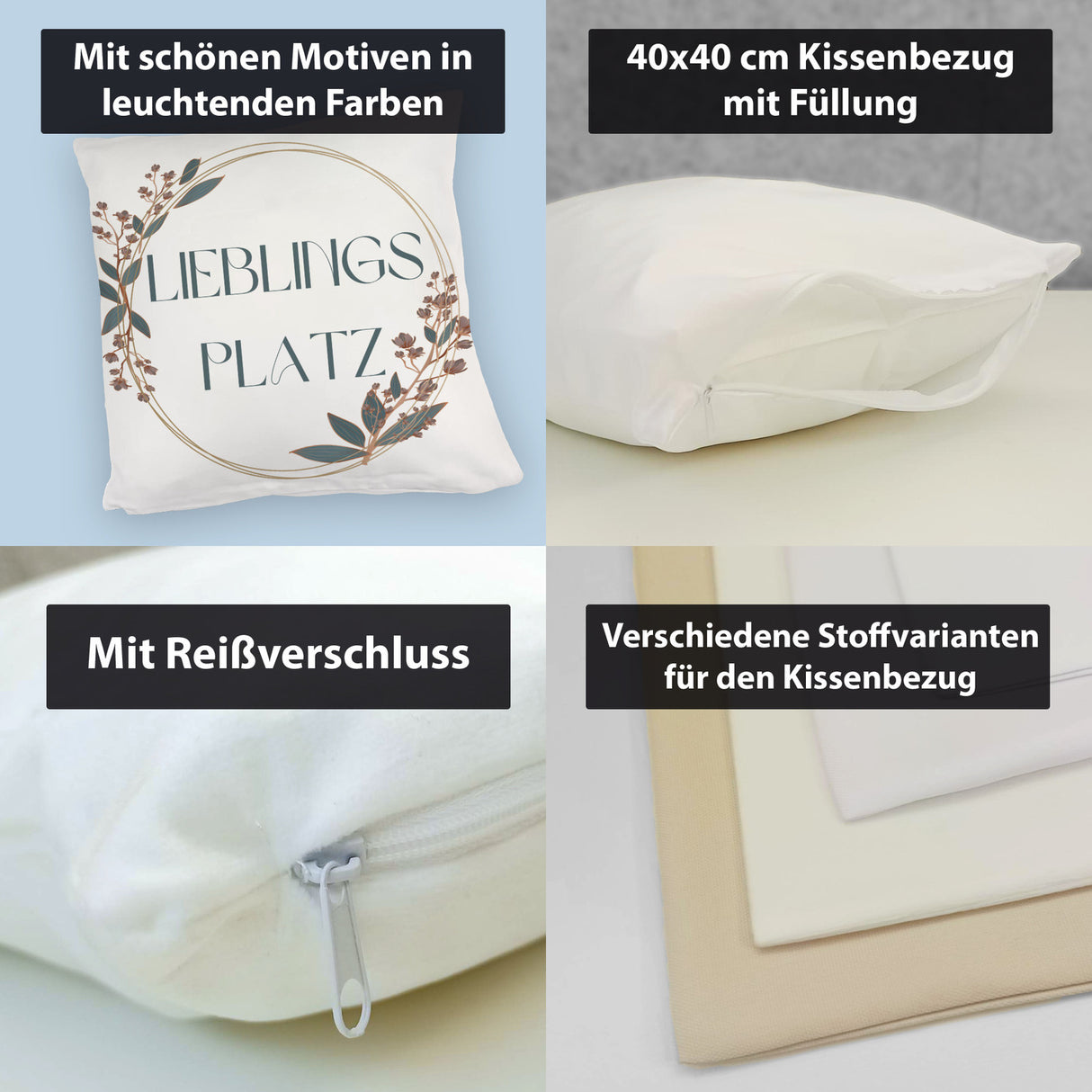 Lieblingsplatz Kissen mit Blumen Motiv für Freunde zum Geburtstag