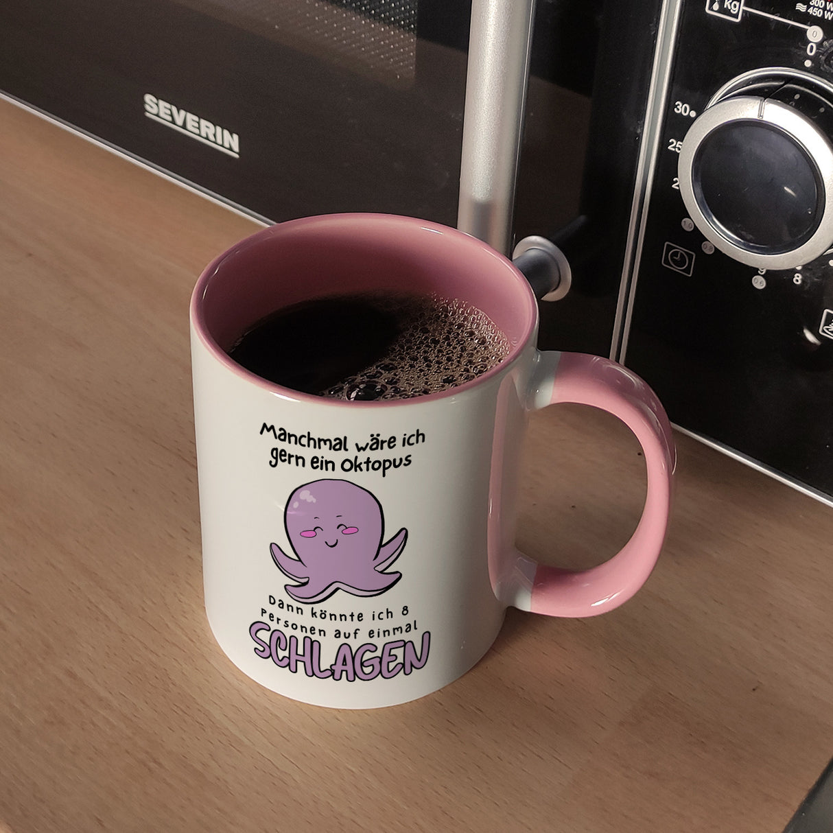 Kraken Kaffeebecher mit Spruch Manchmal wäre ich gern ein Oktopus
