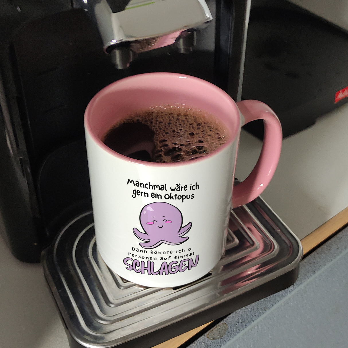 Kraken Kaffeebecher mit Spruch Manchmal wäre ich gern ein Oktopus