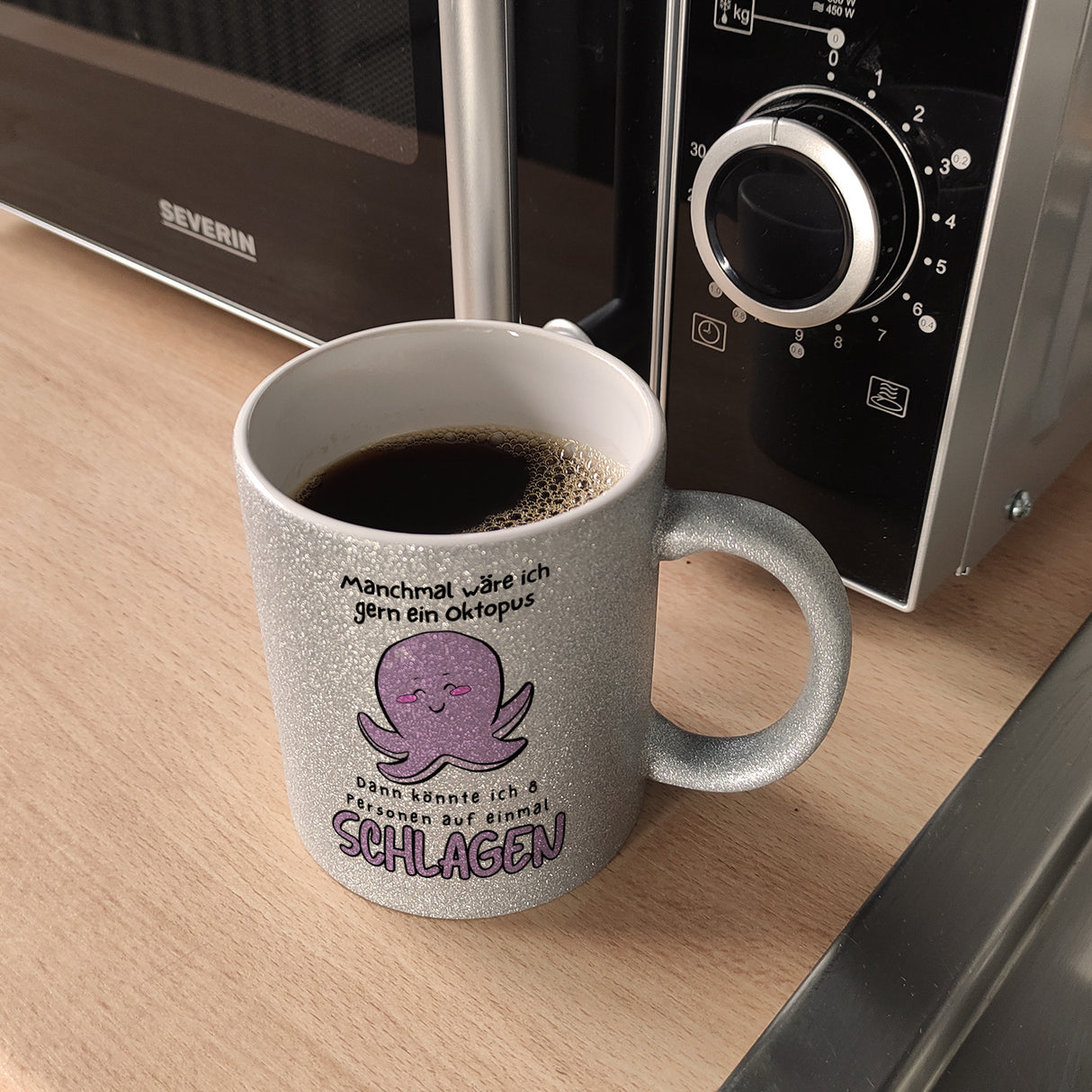 Kraken Kaffeebecher mit Spruch Manchmal wäre ich gern ein Oktopus