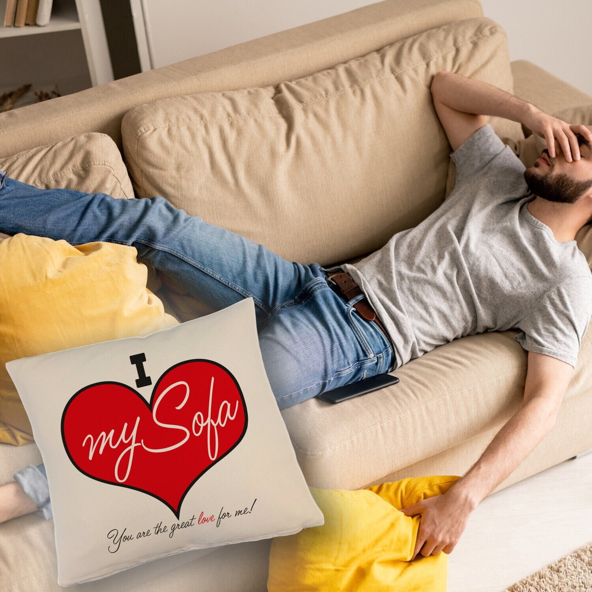 I love my Sofa Kissen zum Thema Faulenzer und Couchpotato