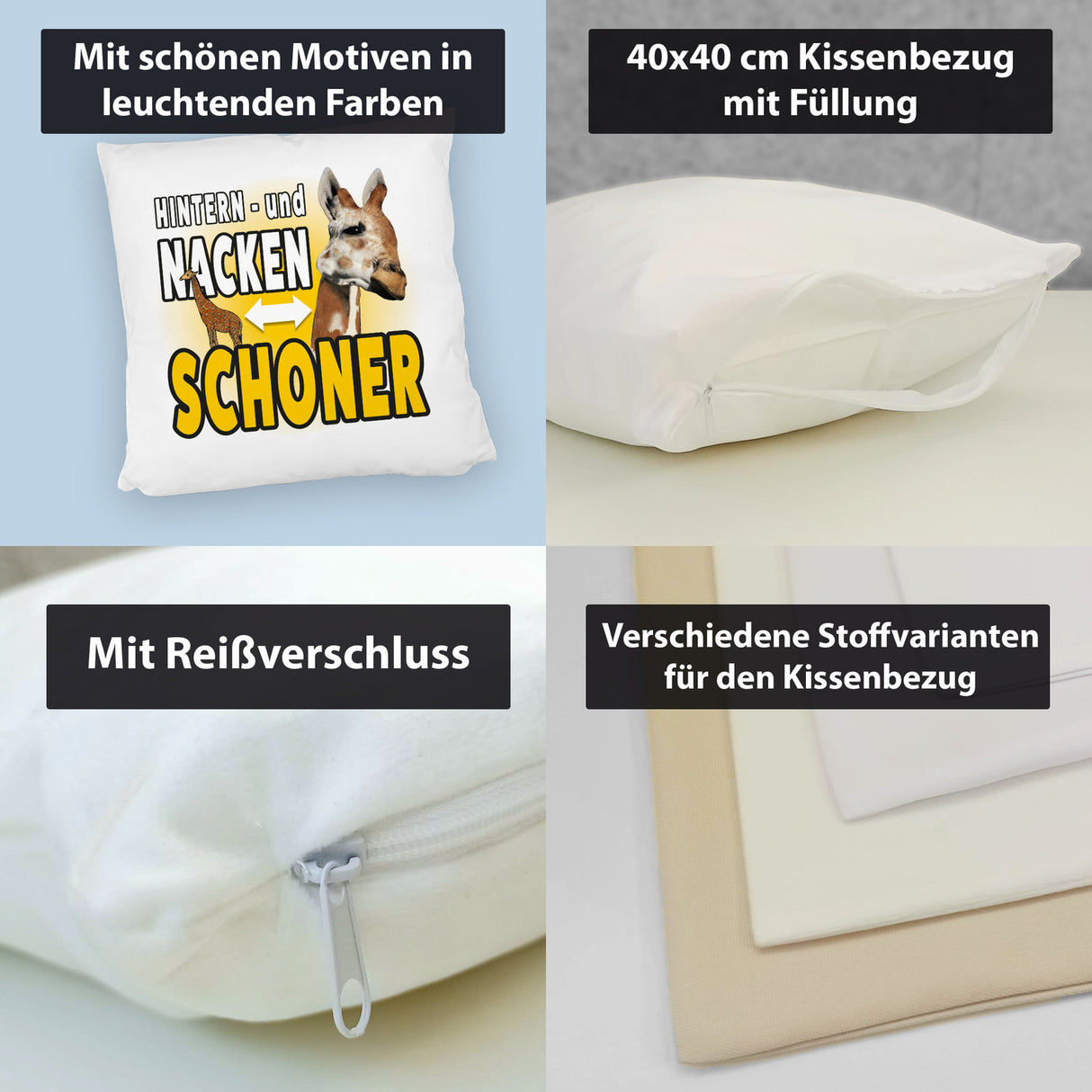 Giraffen Kissen mit Spruch Hintern- und Nackenschoner