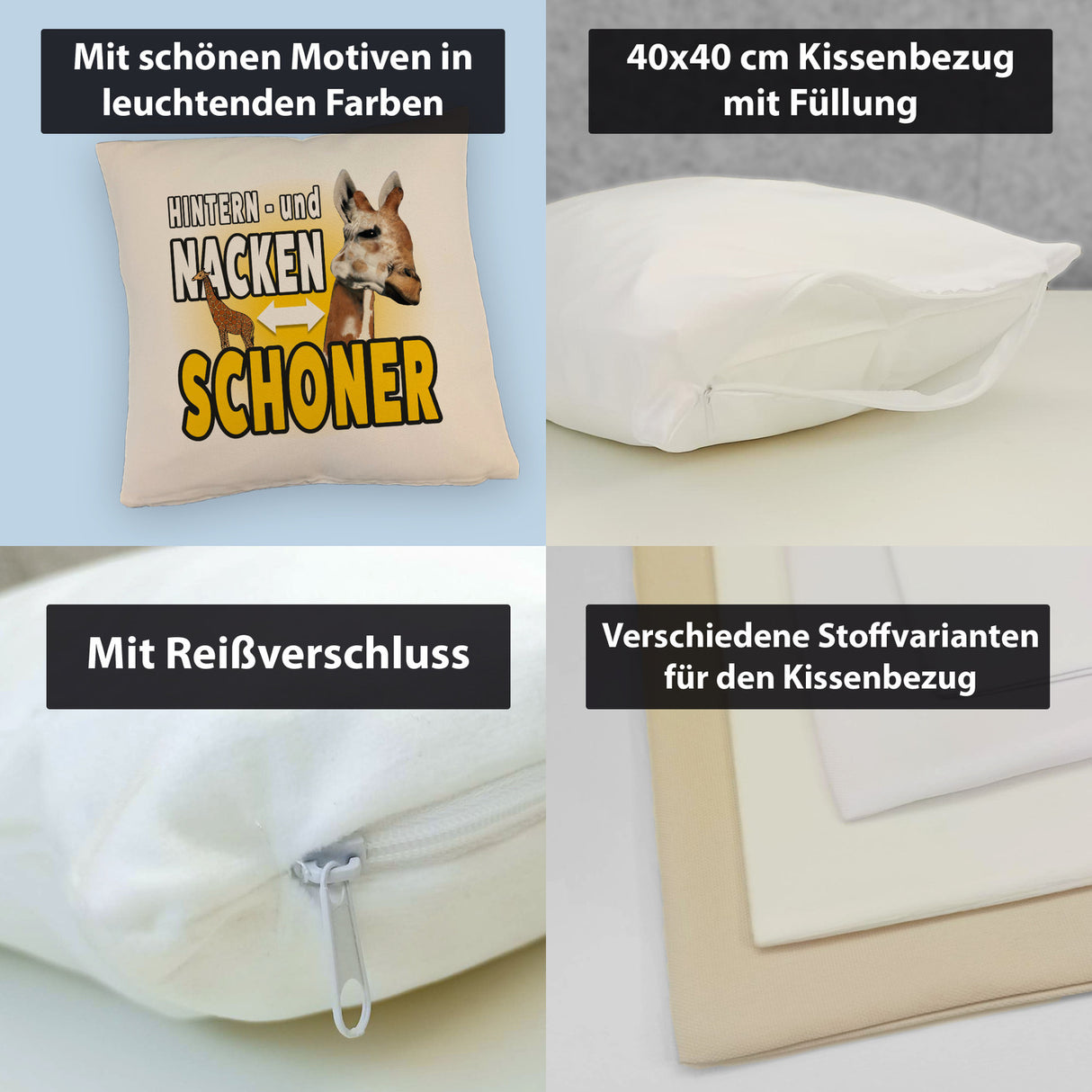 Giraffen Kissen mit Spruch Hintern- und Nackenschoner