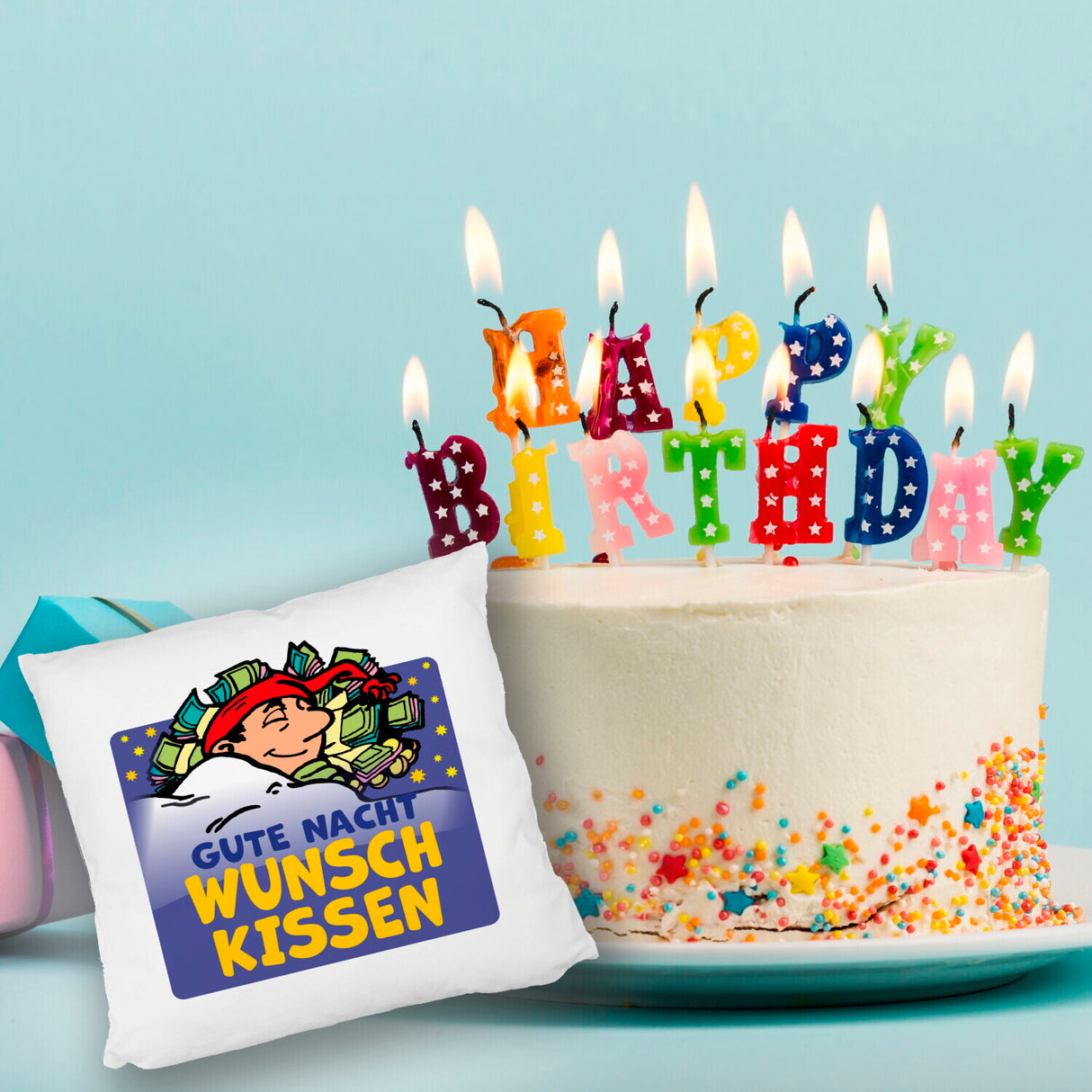 Wunsch Kissen mit Spruch Gute Nacht für traumhafte Erholung