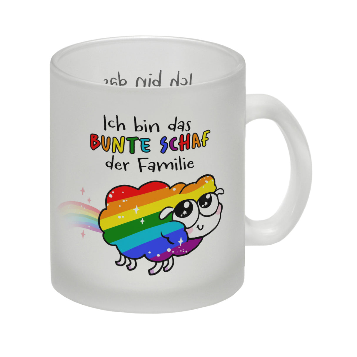 Das bunte Schaf der Familie in Pride-Farben Kaffeebecher mit Spruch
