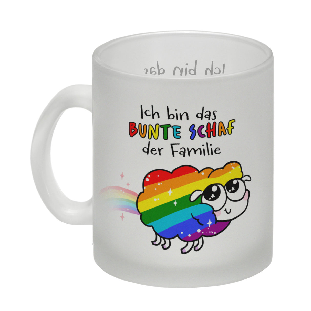 Das bunte Schaf der Familie in Pride-Farben Kaffeebecher mit Spruch