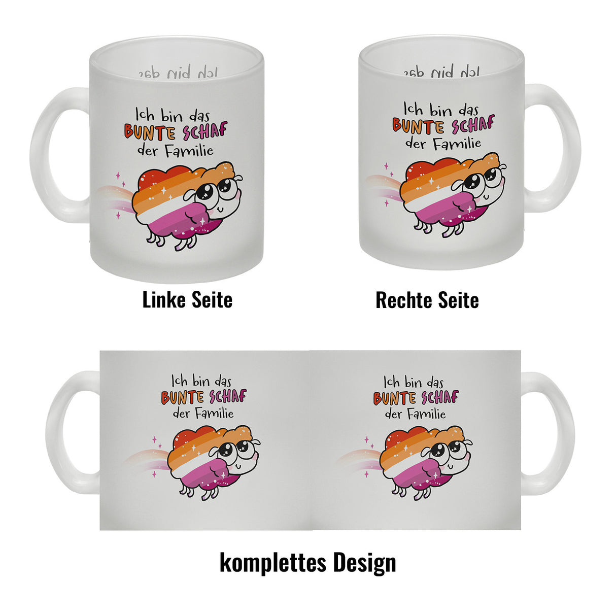 Das bunte Schaf der Familie in Pride-Farben Kaffeebecher mit Spruch