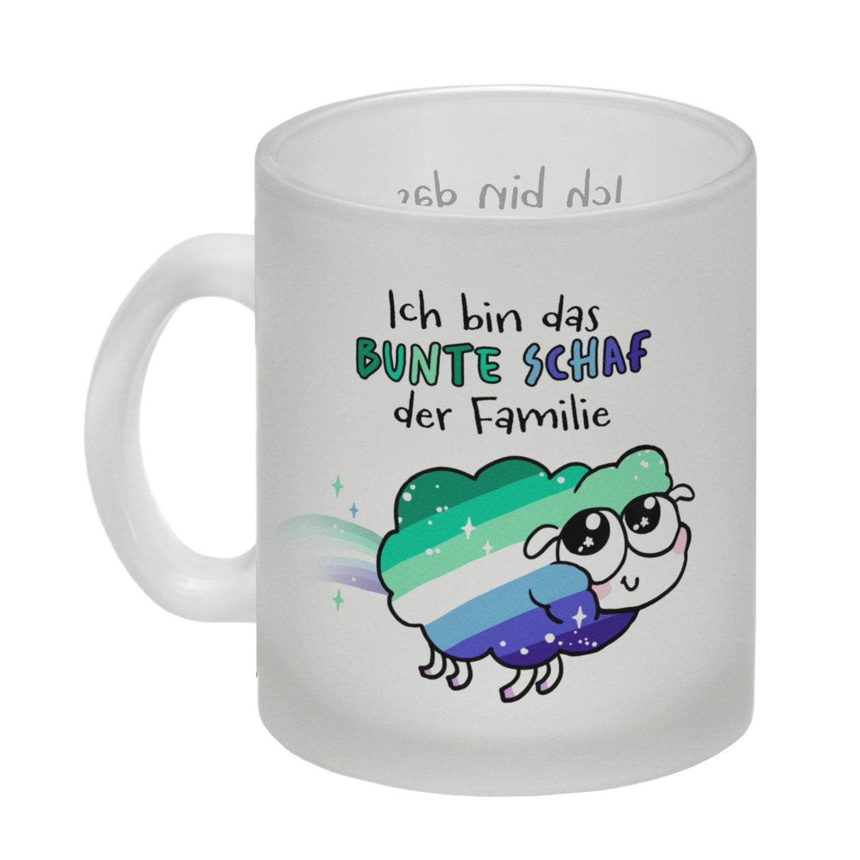 Das bunte Schaf der Familie in Pride-Farben Kaffeebecher mit Spruch
