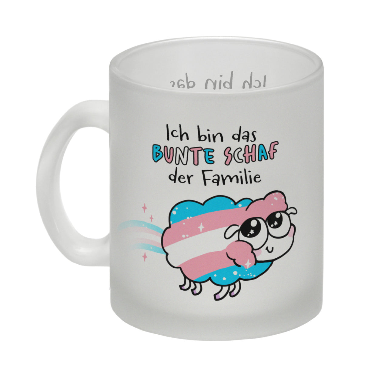 Das bunte Schaf der Familie in Pride-Farben Kaffeebecher mit Spruch