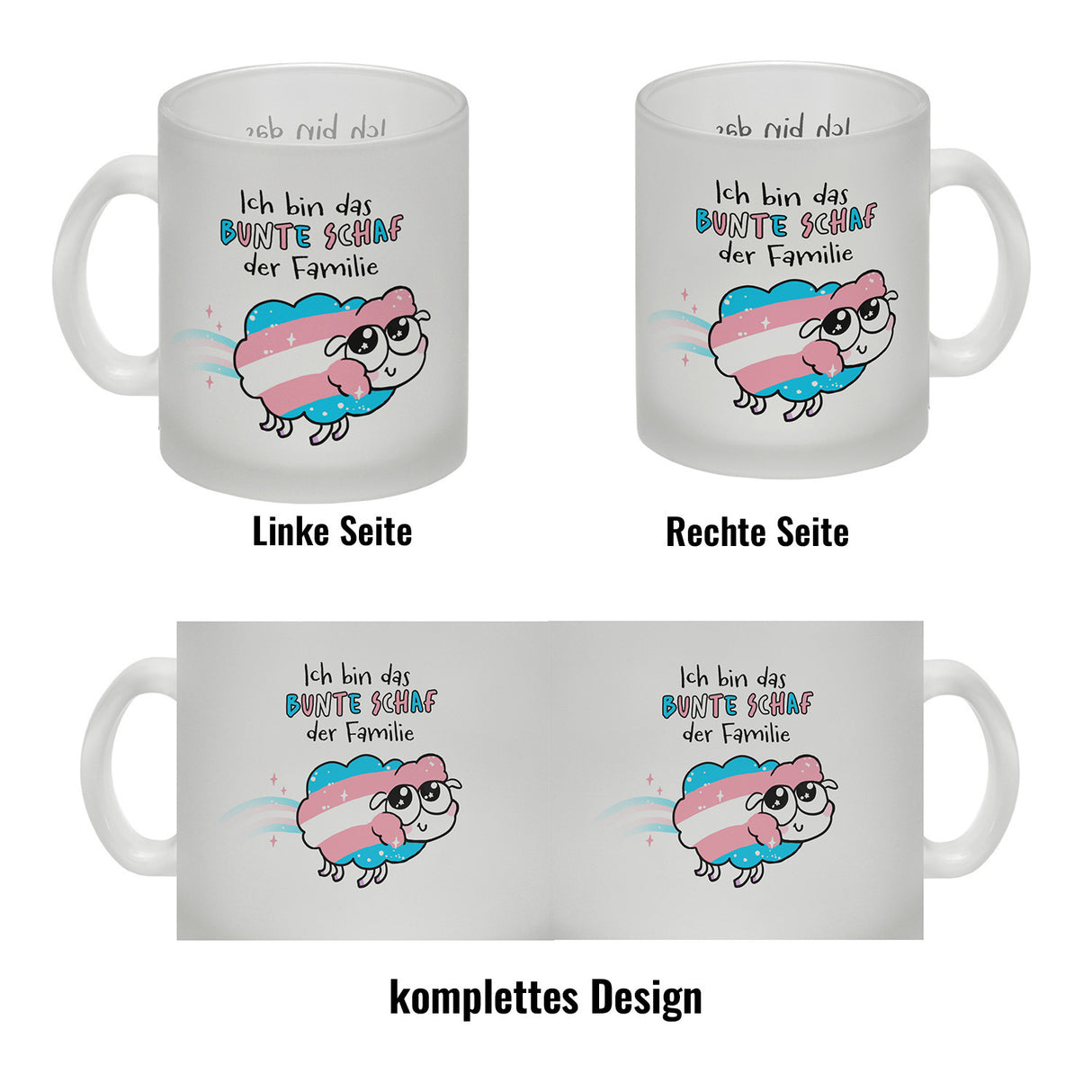 Das bunte Schaf der Familie in Pride-Farben Kaffeebecher mit Spruch