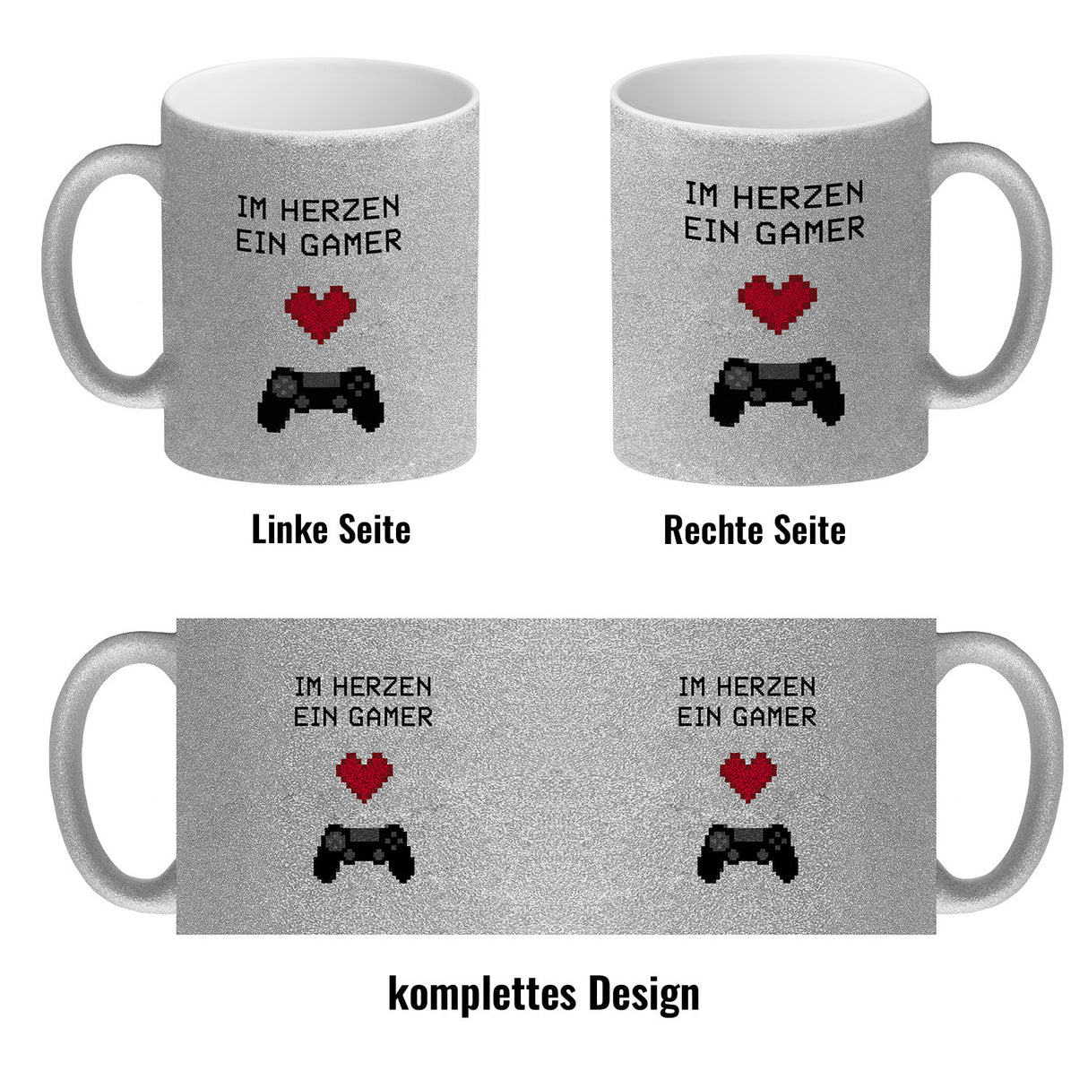 Game Controller Kaffeebecher mit Spruch Im Herzen ein Gamer