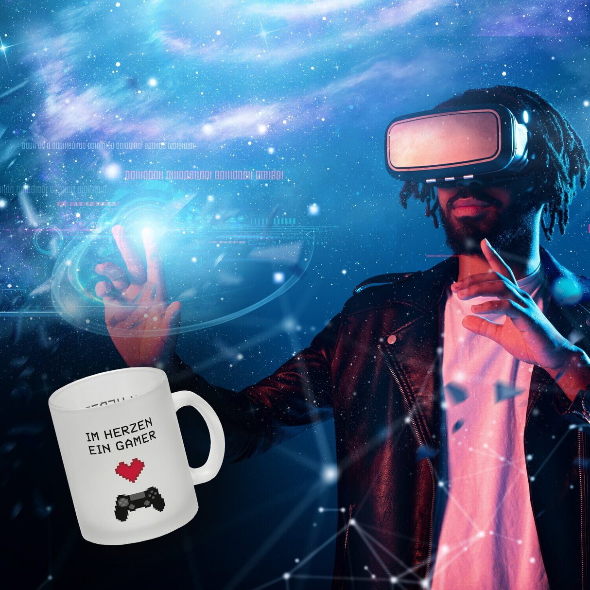 Game Controller Kaffeebecher mit Spruch Im Herzen ein Gamer