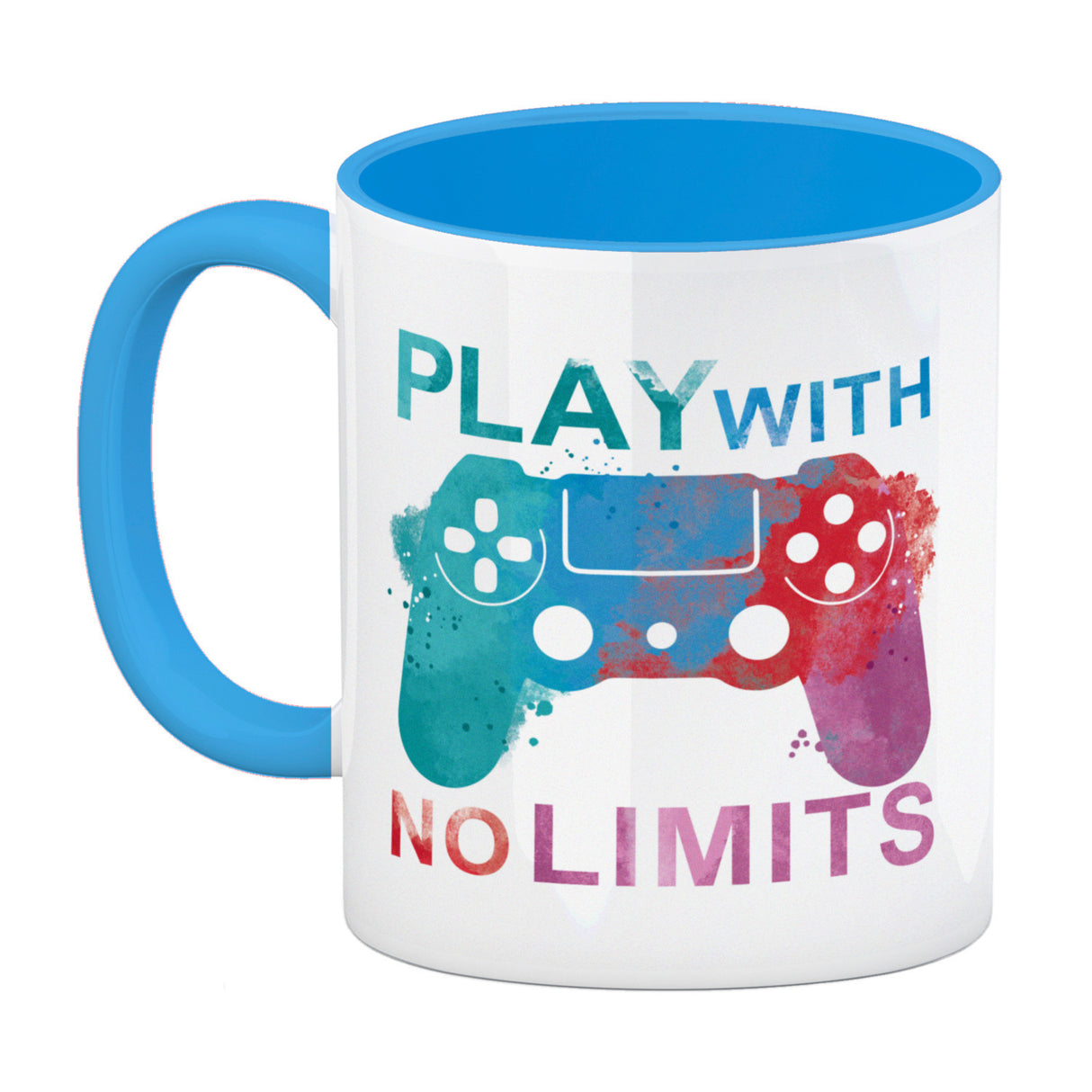 Game Controller Kaffeebecher mit Spruch Play with no limits