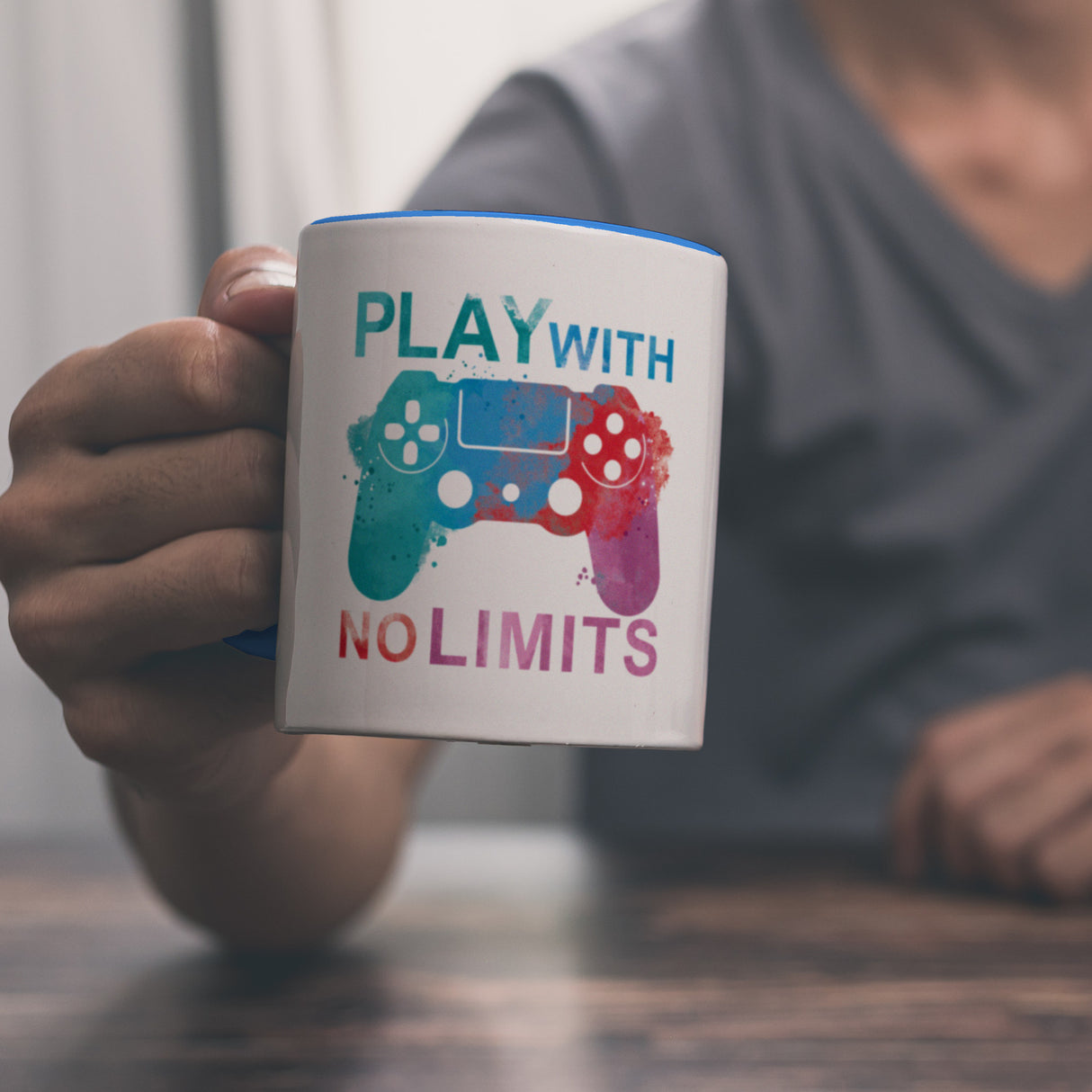 Game Controller Kaffeebecher mit Spruch Play with no limits