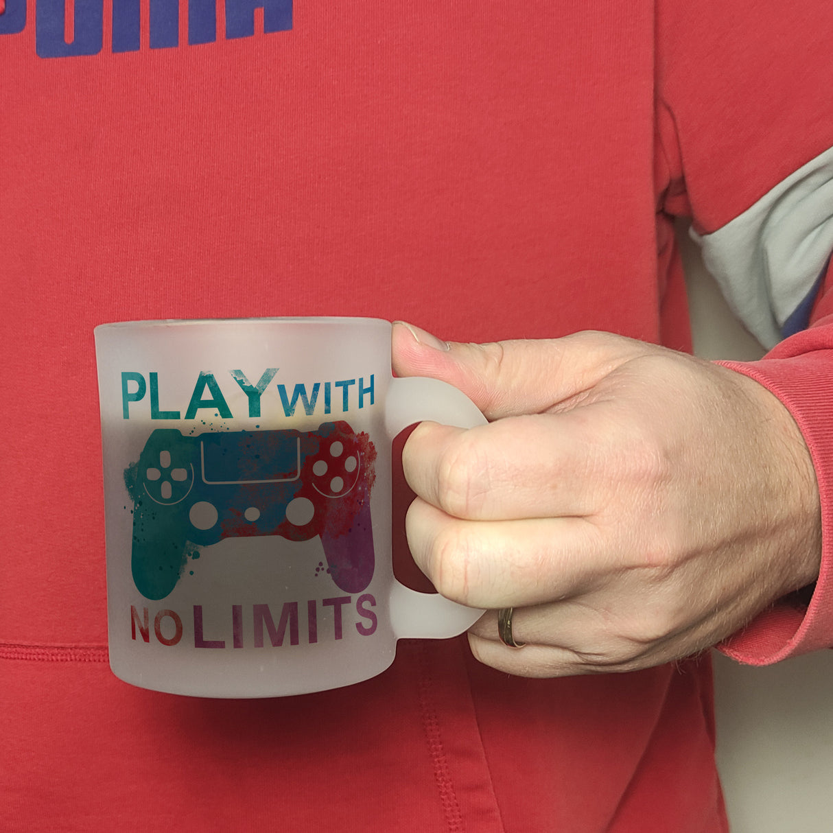 Game Controller Kaffeebecher mit Spruch Play with no limits