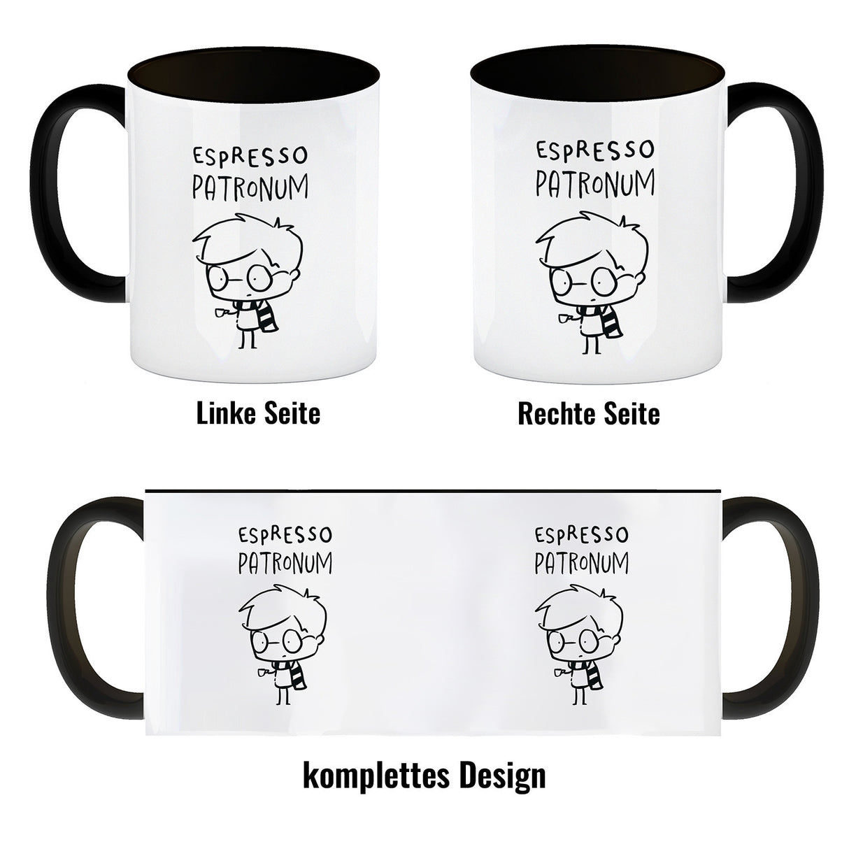 Zauberer mit Espresso Kaffeebecher mit Spruch Espresso Patronum