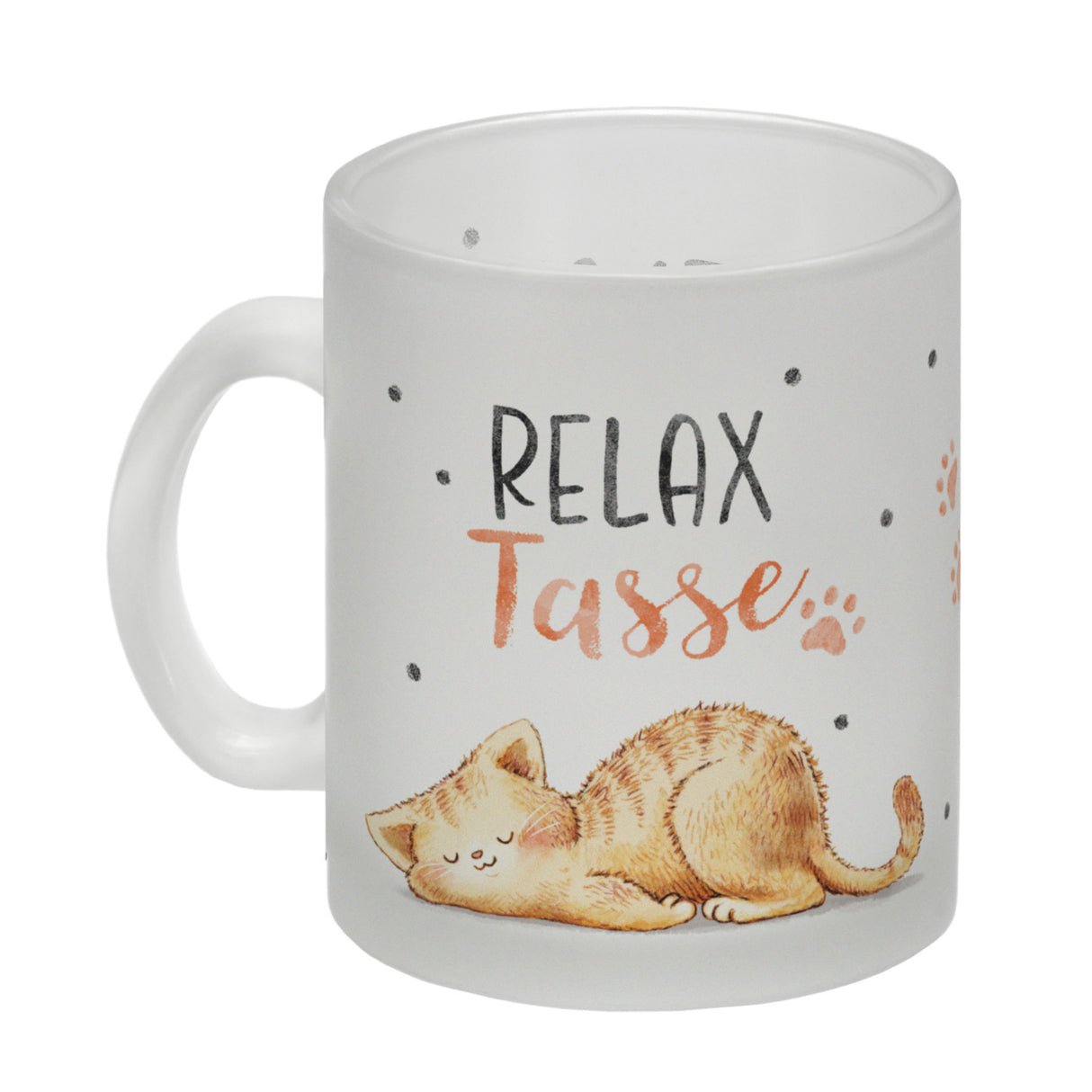 Relaxte Katze Kaffeebecher mit Spruch Relax Tasse