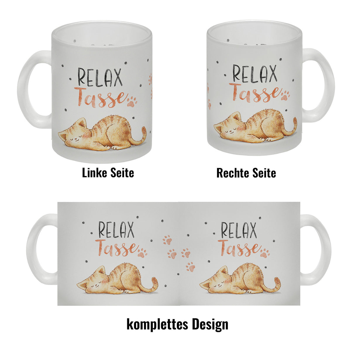 Relaxte Katze Kaffeebecher mit Spruch Relax Tasse