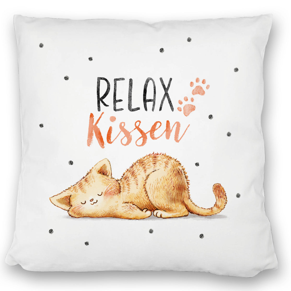 Relaxte Katze Kissen mit Spruch Relax Kissen