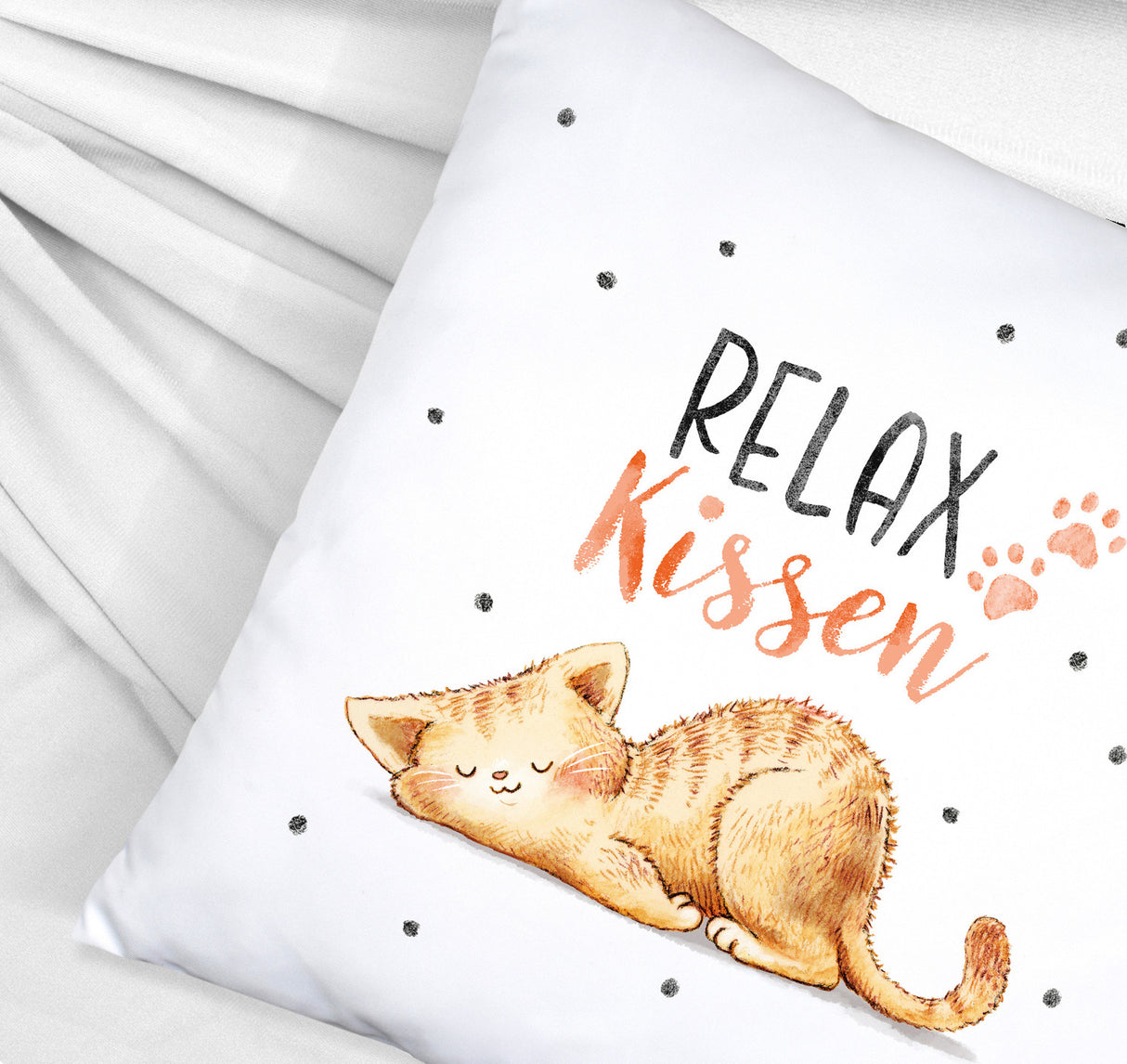Relaxte Katze Kissen mit Spruch Relax Kissen