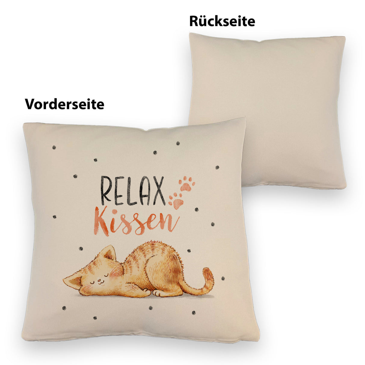 Relaxte Katze Kissen mit Spruch Relax Kissen