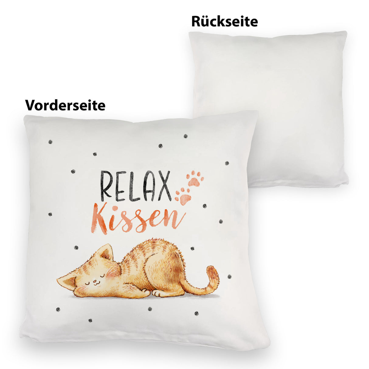 Relaxte Katze Kissen mit Spruch Relax Kissen