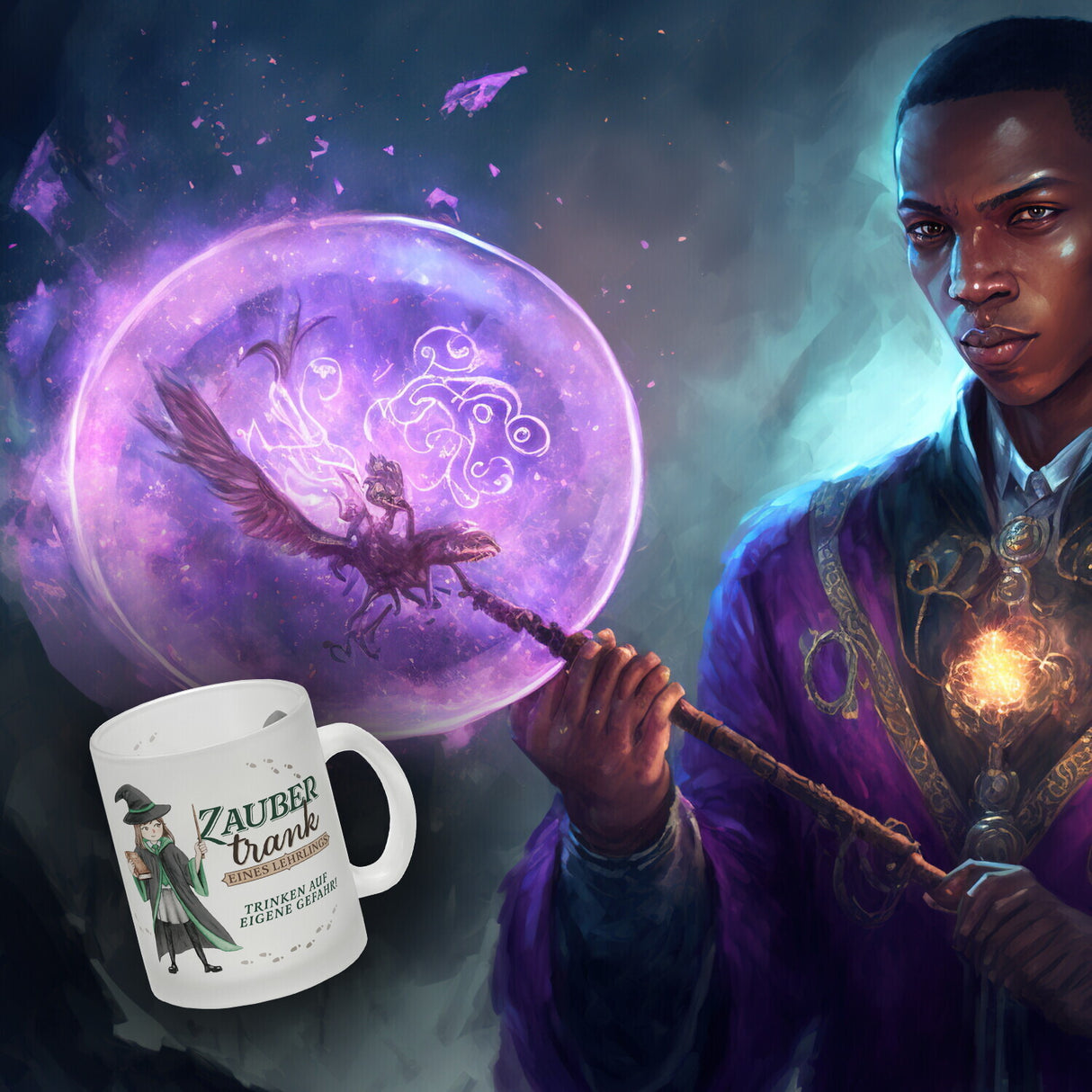 Zaubertrank Kaffeebecher mit Zauberschülerin
