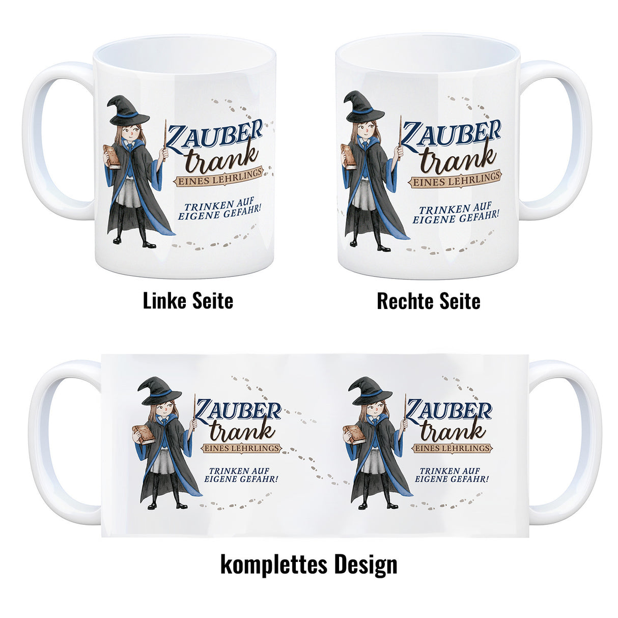 Zaubertrank Kaffeebecher mit Zauberschülerin