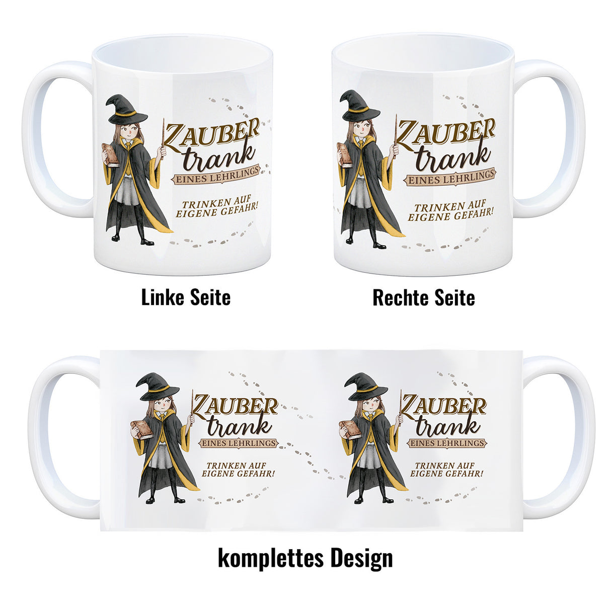 Zaubertrank Kaffeebecher mit Zauberschülerin