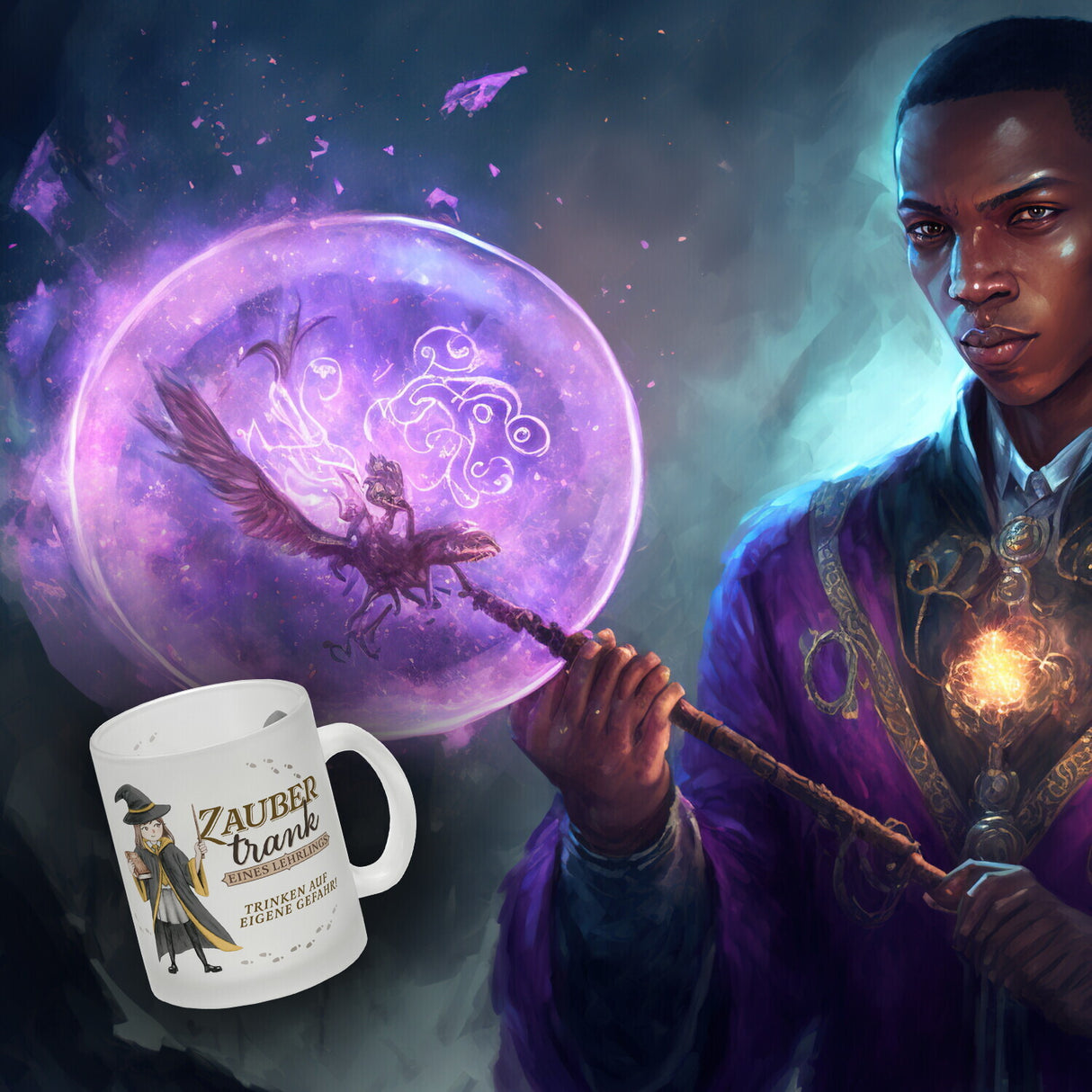 Zaubertrank Kaffeebecher mit Zauberschülerin