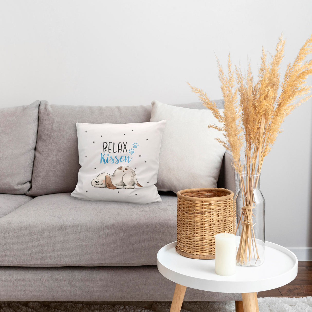 Relaxter Hund Kissen mit Spruch Relax Kissen