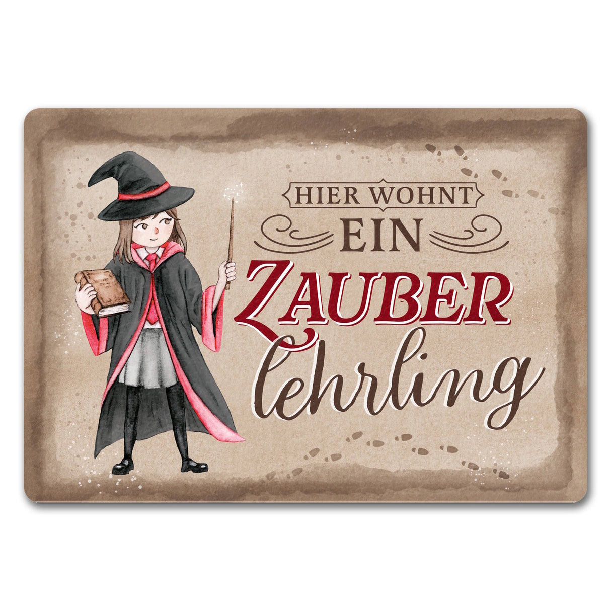 Zauberlehrling Fußmatte in 35x50 cm mit Zauberschülerin
