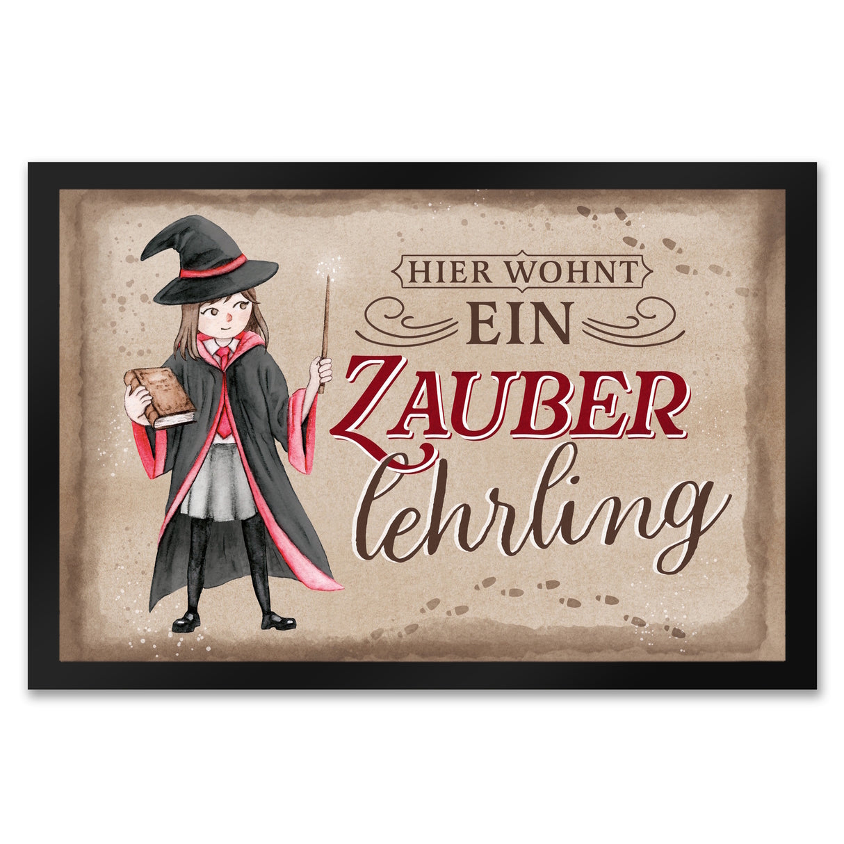 Zauberlehrling Fußmatte in 35x50 cm mit Zauberschülerin