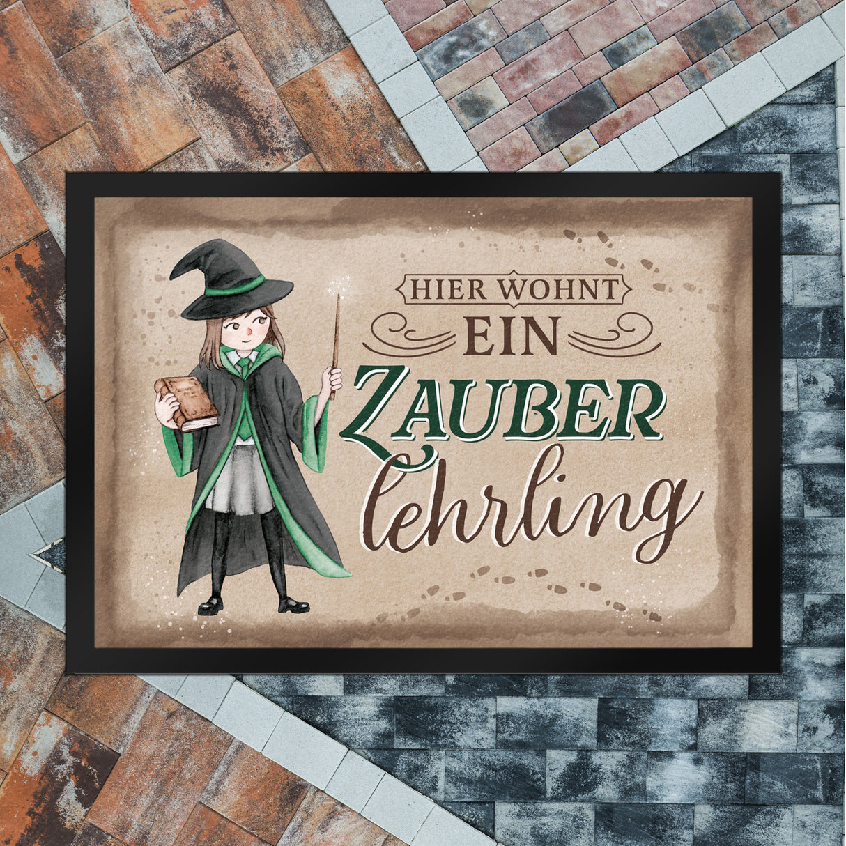 Zauberlehrling Fußmatte in 35x50 cm mit Zauberschülerin