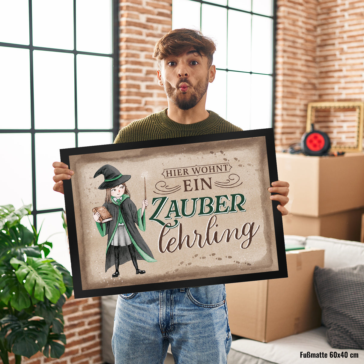 Zauberlehrling Fußmatte in 35x50 cm mit Zauberschülerin
